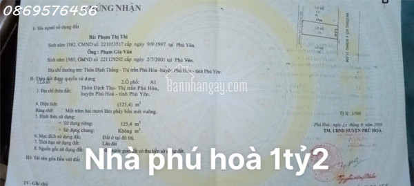 BÁN ĐẤT Ở NGAY TT THỊ XÃ ĐÔNG HOÀ, PHÚ YÊN CHỈ 600TR