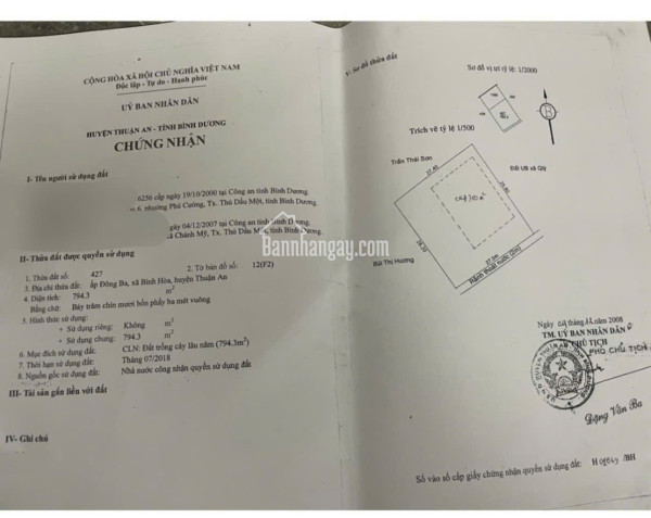 Chính chủ bán đất Thuận An giáp khu nhà ở cao cấp Newtown Center Land 2